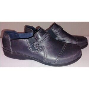 Clarks Cheyn Madi Womens Slip On Shoes Size 9.5 W Navy Leather Comfort Casual